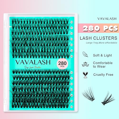 VAVALASH DIY Lash Extension Kit 280 Clusters Individual Lashes Kit 30D 40D 0.07D-10-16mm Lash Clusters, Lash Bond and Seal, Lash Tweezer for DIY Eyelash Extension at Home（Kit-30D+40D-0.07D-10-16MIX） - Morena Vogue