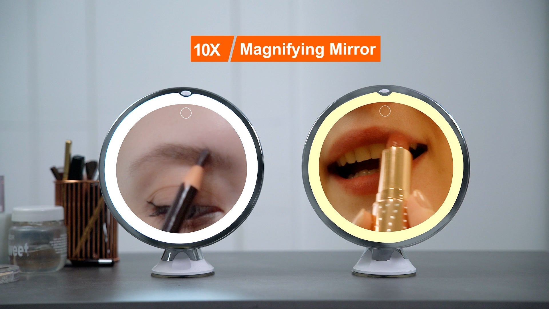 Venigo Upgraded 10x Makeup Mirror with Touch Control, Powerful Locking Suction Cup, and 360 Degree Rotating,Magnifying Mirror with Lights for Home, Bathroom and Travel - Morena Vogue