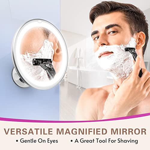 Venigo Upgraded 10x Makeup Mirror with Touch Control, Powerful Locking Suction Cup, and 360 Degree Rotating,Magnifying Mirror with Lights for Home, Bathroom and Travel - Morena Vogue