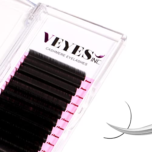 VEYES INC Cashmere Volume Lash Extensions C CC D DD LD L B J M Curl 0.03-0.20 thickness, Super Matte Black Individual Eyelashes Tray, Professional Supplies for Lash Techs (0.05 D 8-16mm) - Morena Vogue