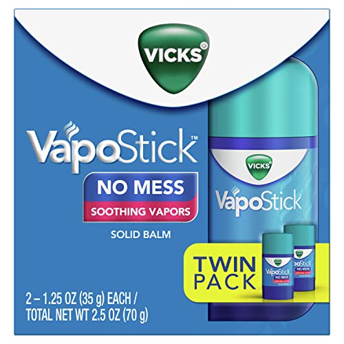 Vicks VapoStick, Solid Balm, No Mess, Soothing Non-Medicated Vicks Vapors, Easy-To-Use No-Touch Applicator, Quick Dry, Lightweight Skin Feel, 1.25oz x 2 - Morena Vogue