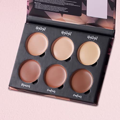 W7 Lift & Sculpt Cream Contour Kit - Concealing, Highlighting & Contouring Makeup Palette - Step-by-Step Instructions Included - Morena Vogue