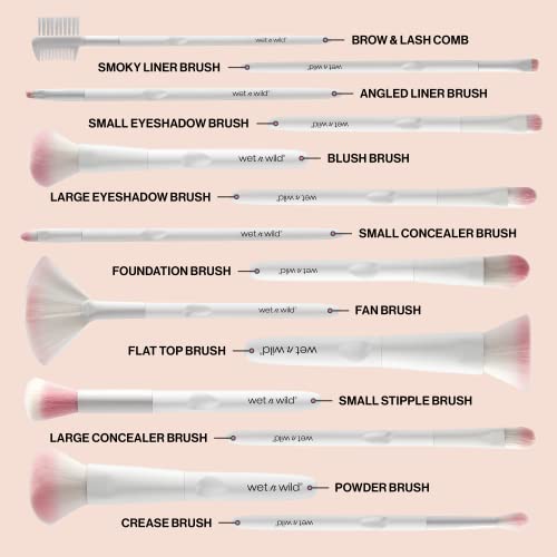 wet n wild Eyebrow and Liner Brush, Dual-Ended Angled Bristles with Ergonomic Handle for Comfortable Precision Control - Morena Vogue