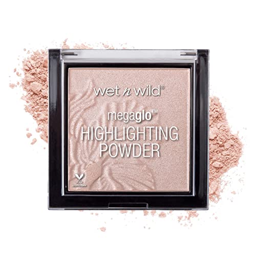 wet n wild MegaGlo Highlighting Powder, Highlighter Makeup, Shimmer Glow, Pink Rose Gold Blossom Glow - Morena Vogue