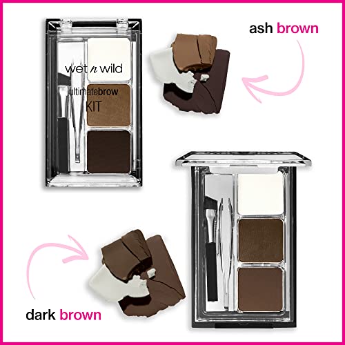 wet n wild Ultimate Eyebrow Makeup Kit, Eyebrow Powder Dark Brown, Brow Hair Removal Tweezers, Wax, Brush - Morena Vogue