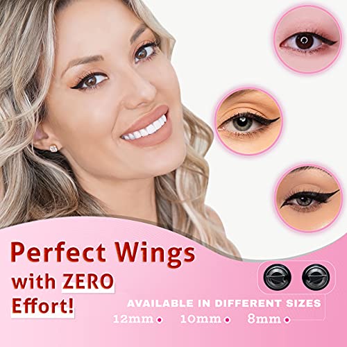 Winged Eyeliner Stamp, 2 x Black Liquid Eyeliner Pens, Easy Cat Eye Stencil Makeup Tool, SmudgeProof & Waterpoof Eye Liner, Vamp Wing, Wingliner (10mm Classic, Midnight Black) - Morena Vogue