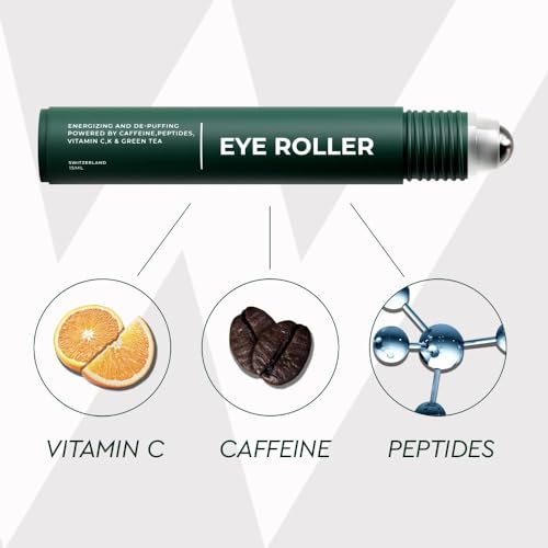 Wolf Project Under Eye Roller with Caffeine, Vitamin C and Peptides - Energizing Serum for Dark Circles and Puffiness, Fine Lines, Wrinkles - Gel-Based Brightening Cream - Morena Vogue