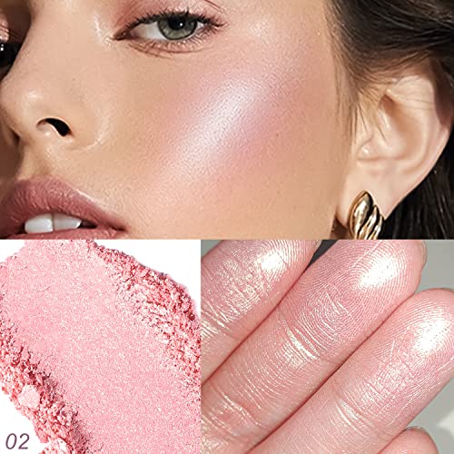 YOUNG VISION Baked Highlighter Powder Palette, Sheer Pearl Shimmer Shades for Face Highlighter Makeup, Rose/Pink Blush Powder, Highly Pigmented Iluminadores de Maquillaje, 0.19 Oz(Pack of 1) - Morena Vogue