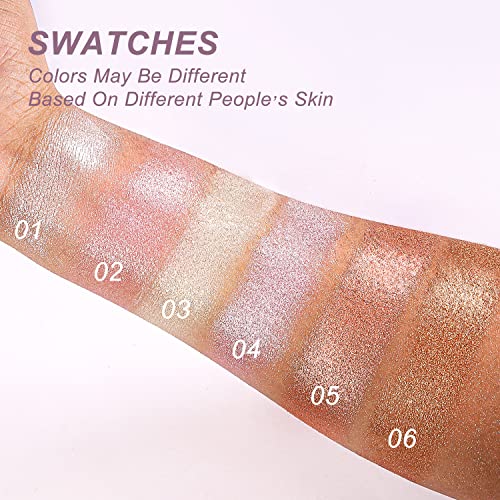 YOUNG VISION Baked Highlighter Powder Palette, Sheer Pearl Shimmer Shades for Face Highlighter Makeup, Rose/Pink Blush Powder, Highly Pigmented Iluminadores de Maquillaje, 0.19 Oz(Pack of 1) - Morena Vogue