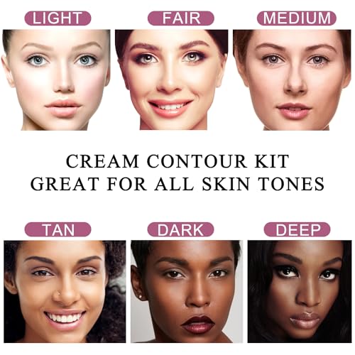 Youngfocus Cosmetics Cream Contour Best 8 Colors Contouring Foundation - Highlighting Makeup Kit/Concealer Palette - Vegan, Cruelty Free and Hypoallergenic - Instruction Manual（Face Blushes） - Morena Vogue