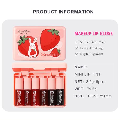 ZARICS 6 Colors Lip Tint Stain Set, Korean Lip Gloss Matte Velvet Lip Stain Plumping Mini Liquid Lipstick, Multi-use Lip and Cheek Tint, Non-Stick Cup, Long lasting Waterproof Lip Tint Makeup - Morena Vogue