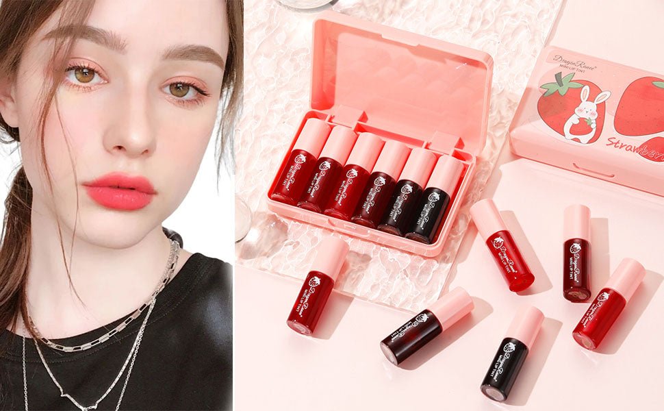 ZARICS 6 Colors Lip Tint Stain Set, Korean Lip Gloss Matte Velvet Lip Stain Plumping Mini Liquid Lipstick, Multi-use Lip and Cheek Tint, Non-Stick Cup, Long lasting Waterproof Lip Tint Makeup - Morena Vogue